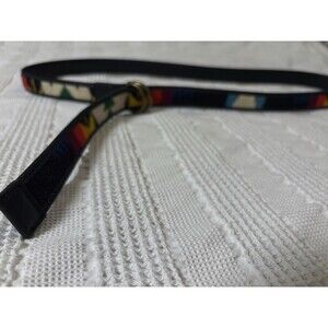 Pendleton Reversible Double-Ring Belt Black And Wool Multi Pattern 44 EUC Rare